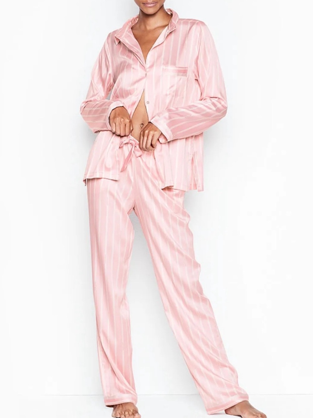 Victoria’s Secret Pink striped satin pajamas